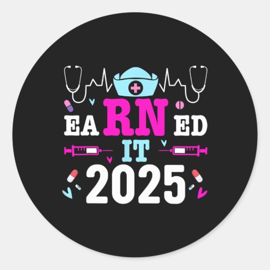 Sticker Rond Gagné Il 2025 Infirmière Graduation École de soins (Devant)