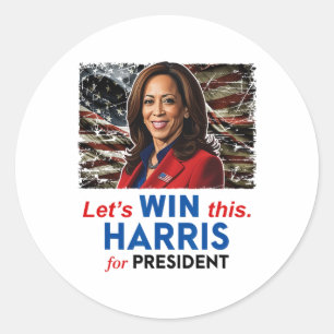 Sticker Rond Gagnez Cette Harris Pour Le Président Kamala Harri