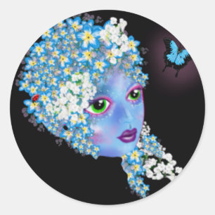 Sticker Rond GAIA Mother Earth imaginaire païen Art par LeahG