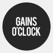 Sticker Rond Gains O'clock Funny Gym Poids Bodybuilding (Devant)
