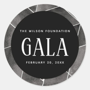 Sticker Rond Gala géométrique d'aquarelle noire