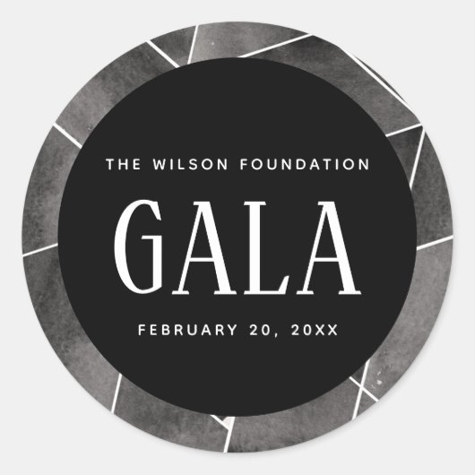 Sticker Rond Gala géométrique d'aquarelle noire (Devant)