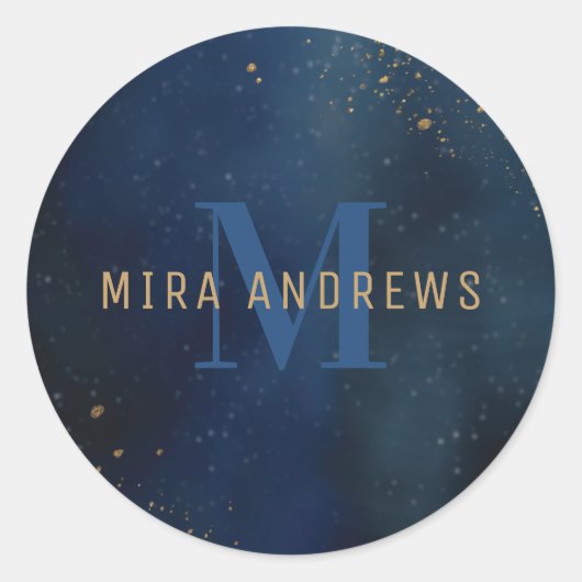 Sticker Rond Galaxie dorée (Devant)