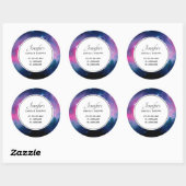 Sticker Rond Galaxie et étoiles rose et bleu Abstrait Affaires (Feuille)