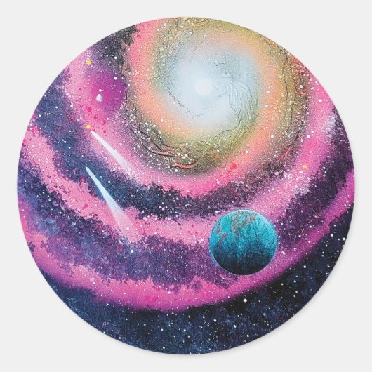 Sticker Rond Galaxie Rose (Devant)