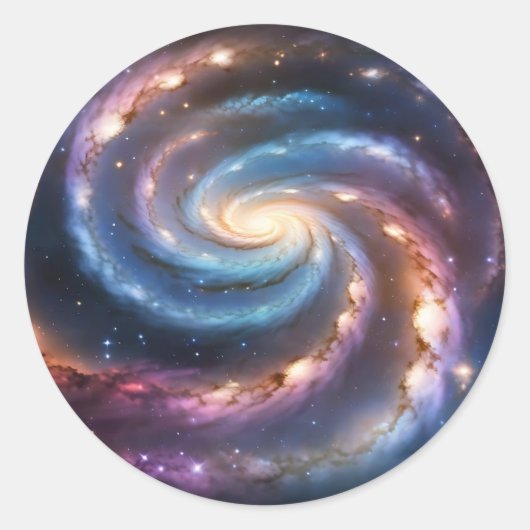 Sticker Rond Galaxie spirale vibrante (Devant)