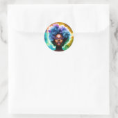 Sticker Rond Galaxy Afro femme noire en lunettes (Sac)