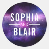 Sticker Rond Galaxy Celestial Stars Moderne Mariage Personnalis (Devant)