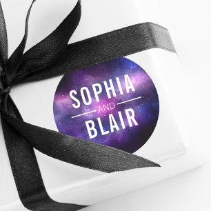 Sticker Rond Galaxy Celestial Stars Moderne Mariage Personnalis