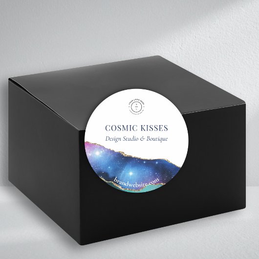 Sticker Rond Galaxy Crystal Geode Business Logo Nom Site Web