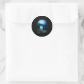 Sticker Rond Galaxy Shiitake brillant bleu clair champignons (Sac)