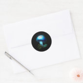 Sticker Rond Galaxy Shiitake brillant bleu clair champignons (Enveloppe)