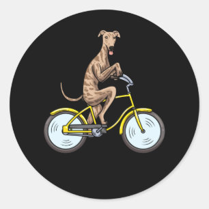 Sticker Rond Galgo Espanol Chien avec vélo Espagne