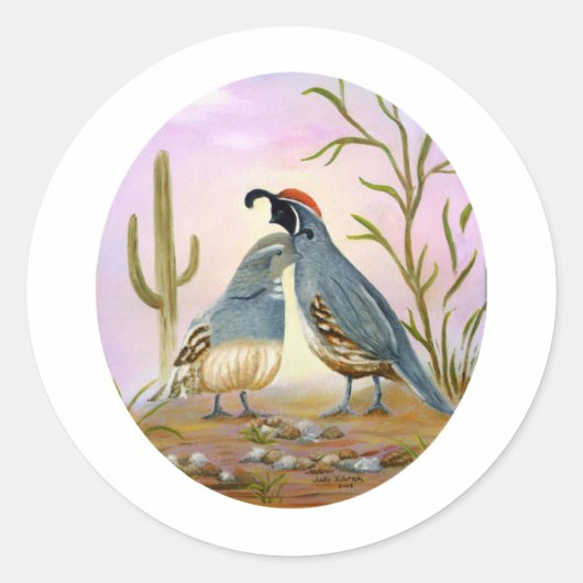 Sticker Rond Gambel Quails (Devant)