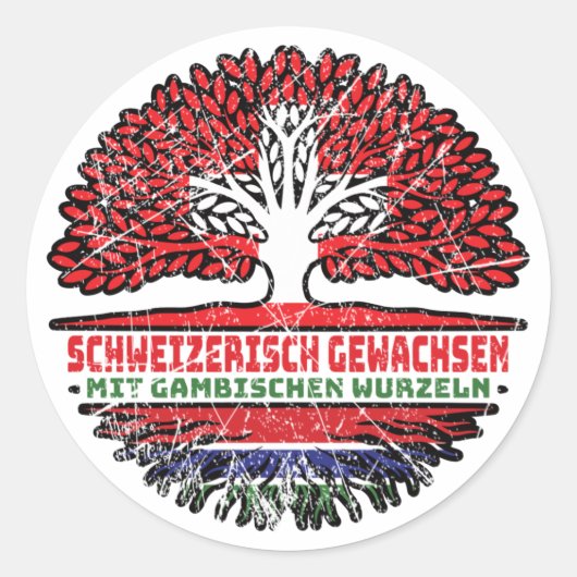 Sticker Rond Gambie Schweizer Schweiz Baum Wurzel (Devant)