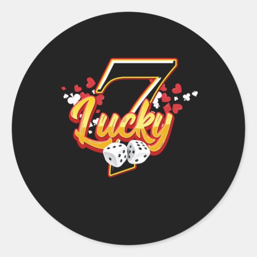 Sticker Rond Gambler Casino Lucky 7 Seven Dice Game Gambling (Devant)