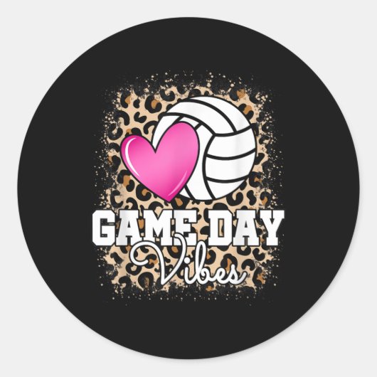 Sticker Rond Game Day Volley Leopard Print Women Ladys Vol (Devant)
