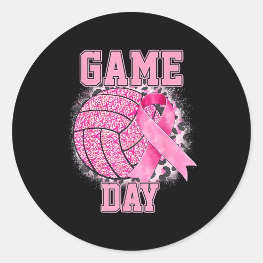 Sticker Rond Game Day Volleyball Breast Cancer Awareness Nk Rib (Devant)