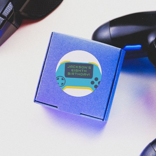Sticker Rond Game On & Level Up Video Game Boy Birthday