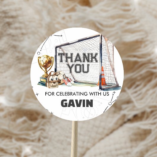 Sticker Rond Game On Soccer Boy Birthday