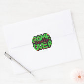 Sticker Rond Game Over, Level Up : Monde de jeu rétro pixelisé (Enveloppe)