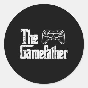 Sticker Rond Gamefather Fun Gaming Fête des pères Parody Gamer