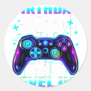 Sticker Rond Gamer Anniversaire Garçon Manette C'est L'heure De