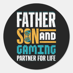 Sticker Rond Gamer Bond – Le père et le fils jouent ensemble