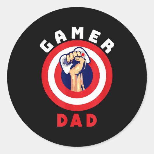 Sticker Rond Gamer Dad Funny Gaming Quotes Cool Fathers Gift  (Devant)