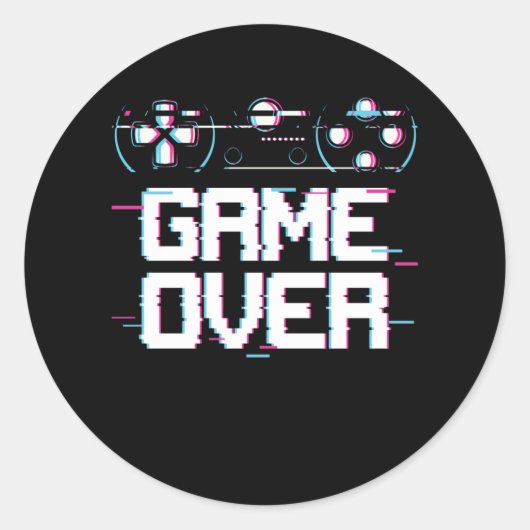Sticker Rond Gamer de contrôleur Vaporwave de jeu esthétique (Devant)
