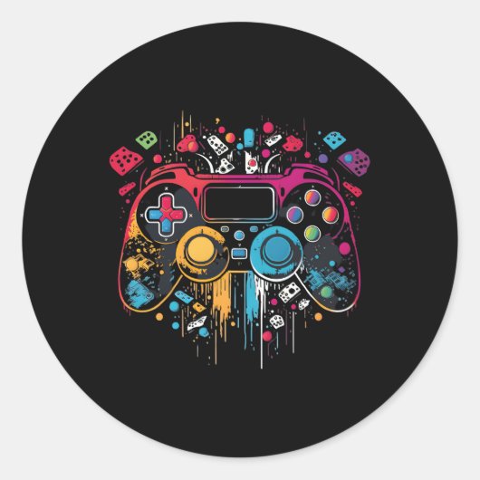 Sticker Rond Gamer esthétique Jeux Vidéo Jeux Ns (Devant)