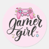 Sticker Rond Gamer fille (Devant)