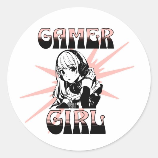Sticker Rond Gamer fille | Jeux (Devant)