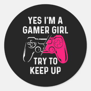 Sticker Rond Gamer Gift Je Suis Une Gamer Girl
