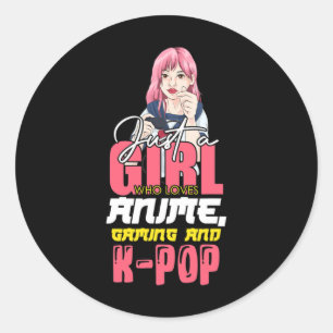 Sticker Rond Gamer Girl Juste Une Fille Qui Aime Le Jeu Anime E