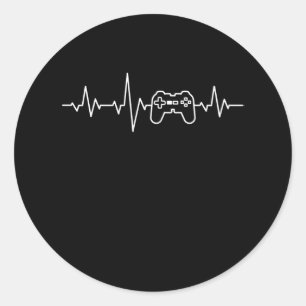 Sticker Rond GAMER HEARTBEAT Funny Gamer Joueur vidéo