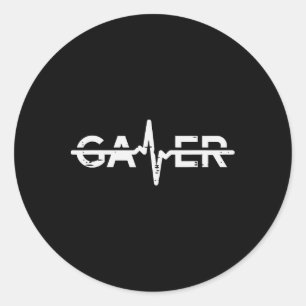 Sticker Rond Gamer Heartbeat Funny Video Gaming Hommes Garçons