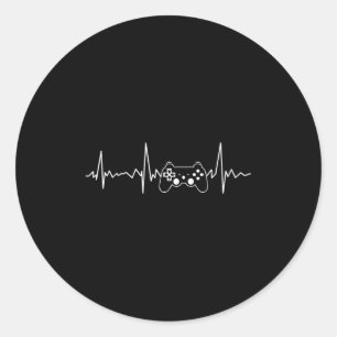 Sticker Rond Gamer Heartbeat Funny Vidéo Jeu Cadeaux Garçons Ho