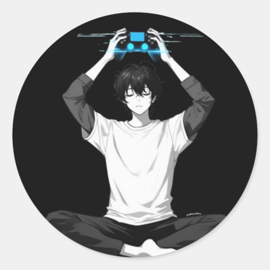 Sticker Rond Gamer Meditation Mind Loading (Devant)
