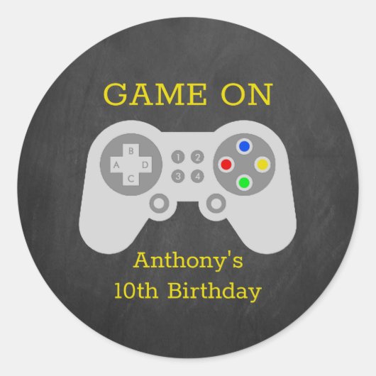 Sticker Rond Gamer moderne N'importe quel âge fête d'anniversai (Devant)