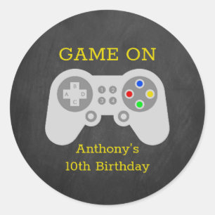 Sticker Rond Gamer moderne N'importe quel âge fête d'anniversai