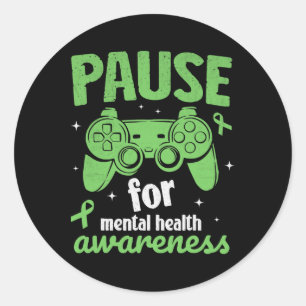 Sticker Rond Gamer Pause pour la sensibilisation à la santé men