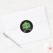 Sticker Rond Gamer's Gaming Alien Invader Arcade 80s 90s (Enveloppe)