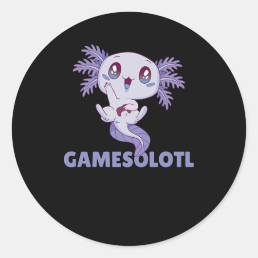 Sticker Rond Gamesolotl Funny Axolotl Mot Jeu Pour Les Joueurs (Devant)