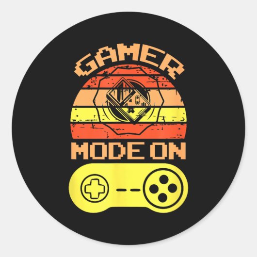Sticker Rond Gaming Mode On Funny Game Quotes Gift For Players  (Devant)