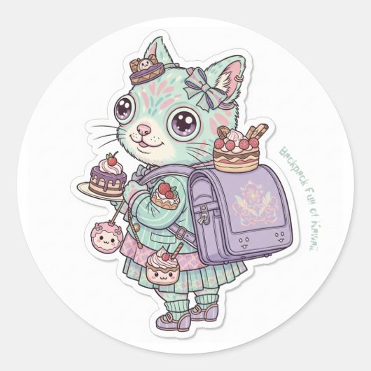 Sticker Rond 🍰Gaming Neko Maid - Ransel Fun🎒 (Devant)