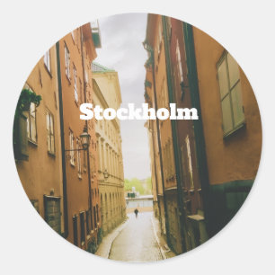 Sticker Rond Gamla Stan, Stockholm Souvenir, Rétro Européen