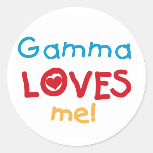 Sticker Rond Gamma aime mes t-shirts et cadeaux (Devant)