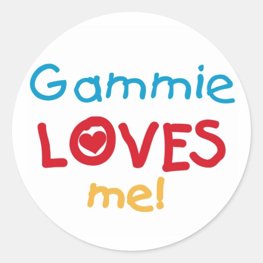 Sticker Rond Gammie aime mes t-shirts et cadeaux (Devant)