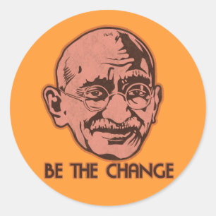 Sticker Rond Gandhi soit le changement